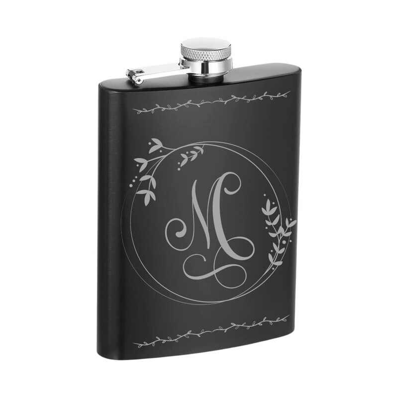 Urbalabs Personalized Flask Groomsmen Gifts For Wedding Customized Modern Minimalist Wedding Favors Laser Engraved 8 oz Steel Hip Flask W Fu